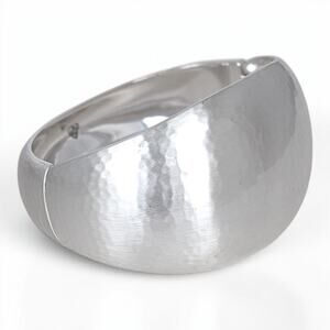 Brighton Versailles Colonnade Brushed Silver Cuff Bracelet Magnetic Hinge Wide